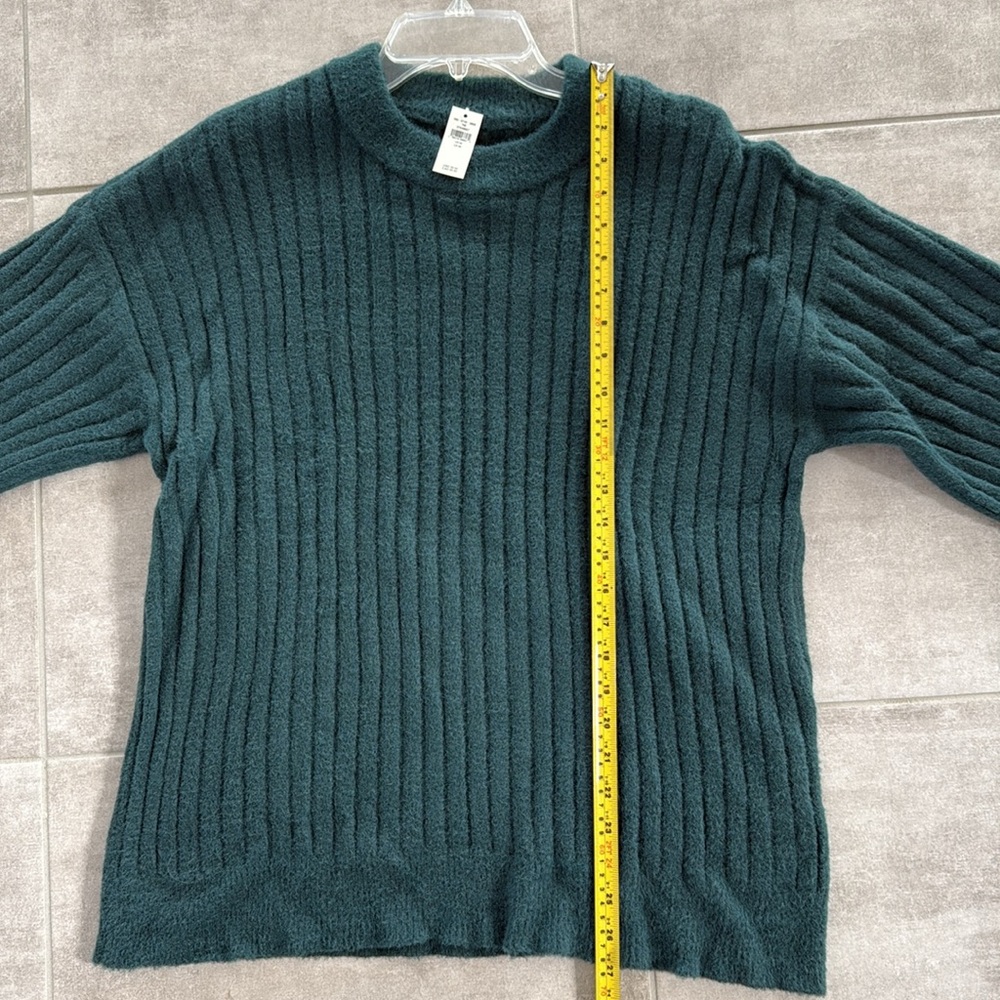 NWT Aerie Women's Spruce Green Super Soft Ribbed Knit Pullover Sweater - Size M - Picture 7 of 8